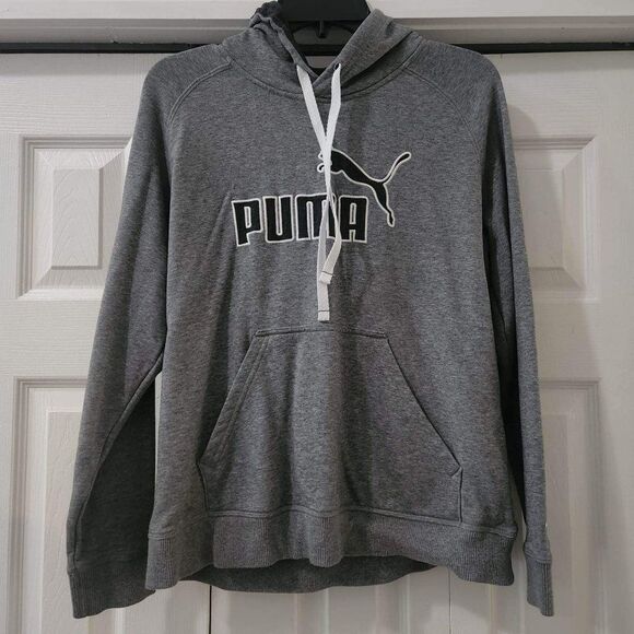 Puma Women Gray Big Logo Long Sleeve Pullover Kangaroo Pocket Hoodie Siz… - Picture 1 of 5